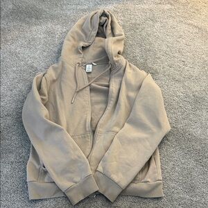 H&M Beige Zip-Up Hoodie